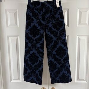 NWT Anthropologie Maeve The Colette Elegant Cropped Pants w/Velvet Floral Design